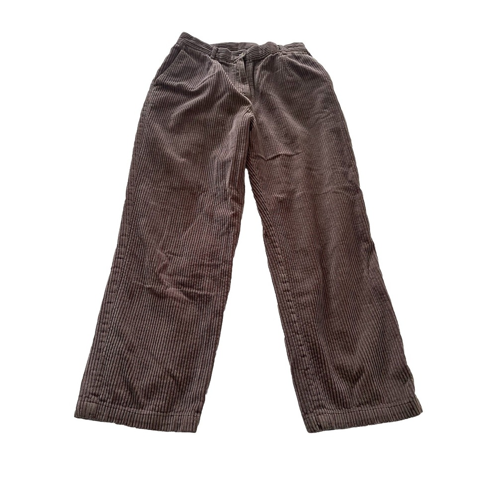Appleseeds Brown 10P Corduroy Stretch Waist Pants Straight Leg